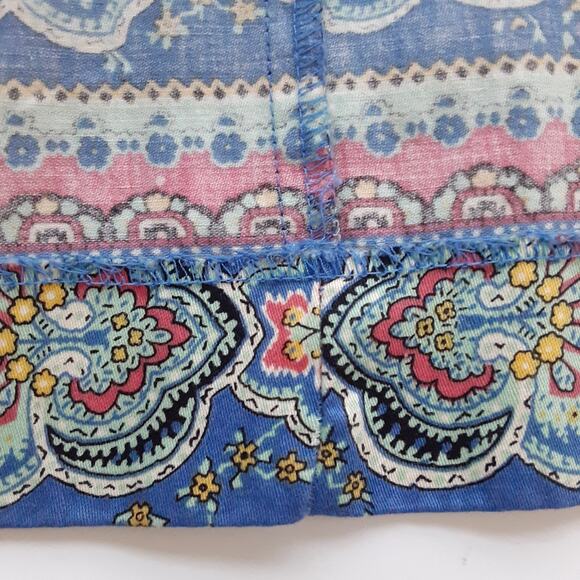 Vintage 80s Cotton Circle Skirt & Blouse Suit Set Paisley Border Print Pockets - Picture 13 of 16